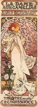  Alphons Lienzo - La Dame aux Camelias 1896 Art Nouveau checo distinto Alphonse Mucha